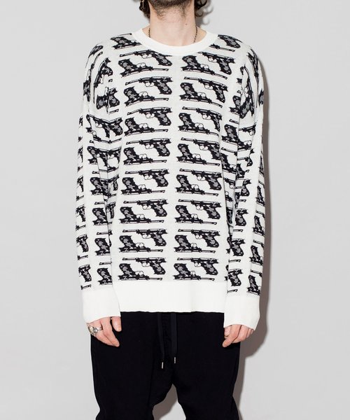 NO ID.（ノーアイディ）の「【NO ID.】Cotton Knit Gunclub Check Crew Neck Big Pullover / コットン ニット ガンクラブ チェック クルー ネック ビッグ プルオーバー（ベスト・メンズ・ホワイト/レッド・ONE SIZE）」の3枚目の写真