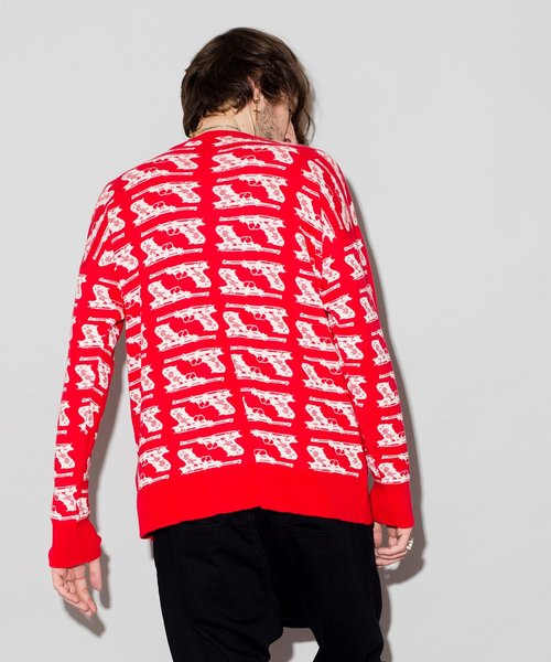 NO ID.（ノーアイディ）の「【NO ID.】Cotton Knit Gunclub Check Crew Neck Big Pullover / コットン ニット ガンクラブ チェック クルー ネック ビッグ プルオーバー（ベスト・メンズ・ホワイト/レッド・ONE SIZE）」の15枚目の写真