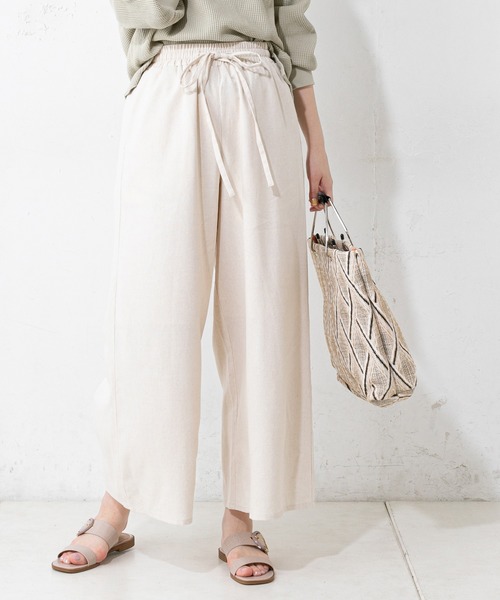 natural couture（ナチュラルクチュール）の「コットンリボンイージーパンツ（その他パンツ・レディース・ベージュ/グリーン/アイボリー/モカ・FREE）」の2枚目の写真