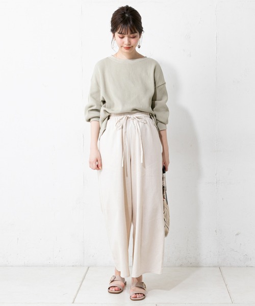 natural couture（ナチュラルクチュール）の「コットンリボンイージーパンツ（その他パンツ・レディース・ベージュ/グリーン/アイボリー/モカ・FREE）」の13枚目の写真