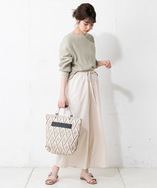 natural couture（ナチュラルクチュール）の「コットンリボンイージーパンツ（その他パンツ・レディース・ベージュ/グリーン/アイボリー/モカ・FREE）」の5枚目の写真