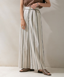 リネンストライプワイドパンツ