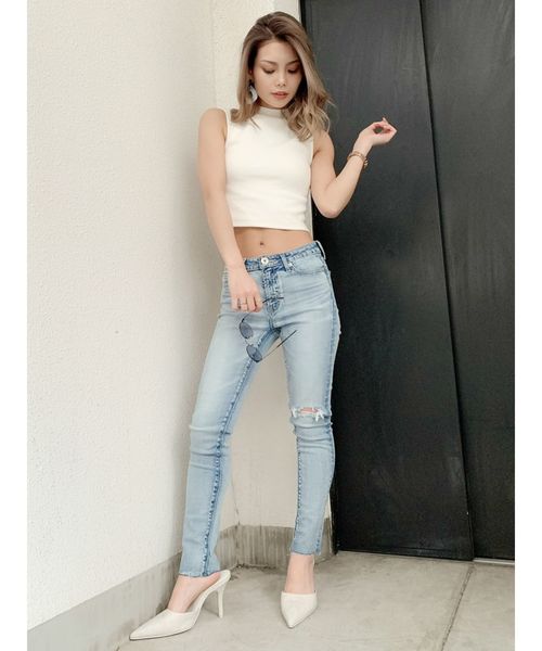 ❤️⭐️A997⭐️ moussy ♥ ダメージ カットオフ クロップドスキニーデニム ⭐️A997⭐️ moussy ♥ ダメージ カットオフ クロップド