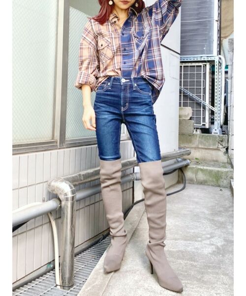 GYDA（ジェイダ）の「コンビチェックシャツ（シャツ/ブラウス・レディース・ボルドー/ブルー・FREE）」の10枚目の写真