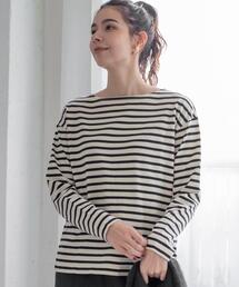 coen | ベーシックボーダーボートネックカットソー(Tシャツ/カットソー)