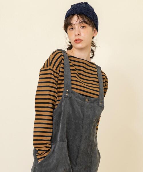 coen(コーエン)の「ベーシックボーダーボートネックカットソー(Tシャツ/カットソー・レディース・オフホワイト/パープル/ブラウン・LARGE/MEDIUM)」の19枚目の写真