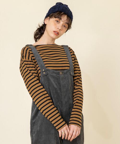 coen(コーエン)の「ベーシックボーダーボートネックカットソー(Tシャツ/カットソー・レディース・オフホワイト/パープル/ブラウン・LARGE/MEDIUM)」の18枚目の写真