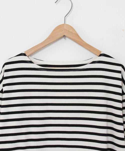 coen(コーエン)の「ベーシックボーダーボートネックカットソー(Tシャツ/カットソー・レディース・オフホワイト/パープル/ブラウン・LARGE/MEDIUM)」の6枚目の写真