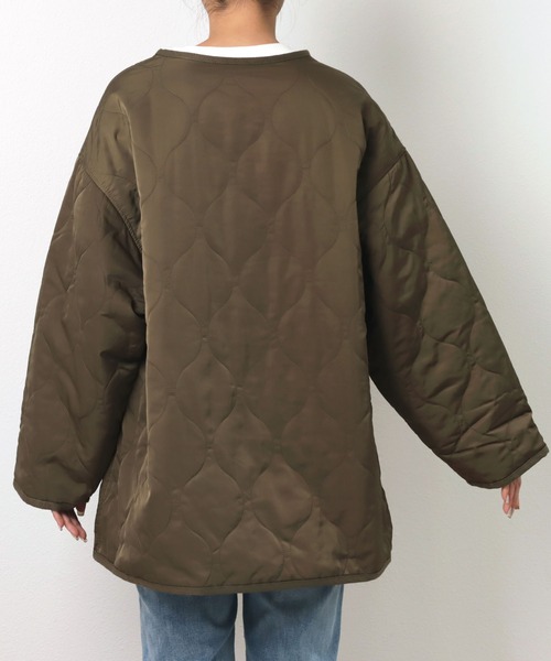 断捨離sale❣️BEIGE. カーキ ノーカラージャケット　2サイズ L-size】CINDY / ダブルカラージャケット （ノーカラー