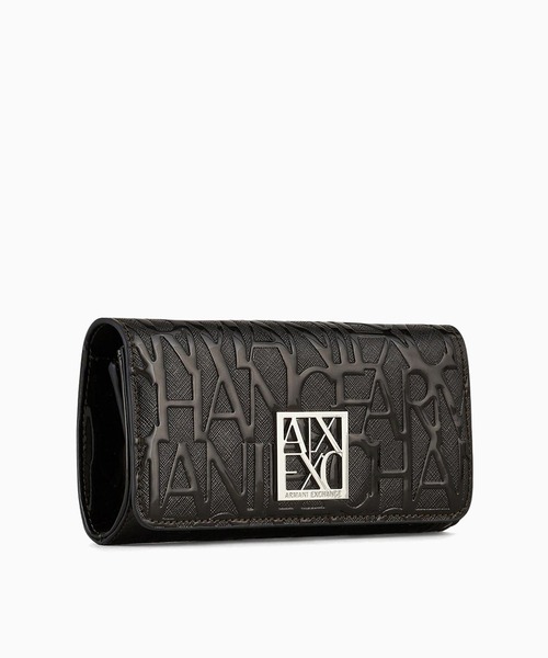 洗練されたデザイン　アルマーニ エクスチェンジ　エンボスロゴ　チェーン付き長財布 ARMANI EXCHANGE 財布 「A|X アルマーニ エクスチェンジ」「オンライン