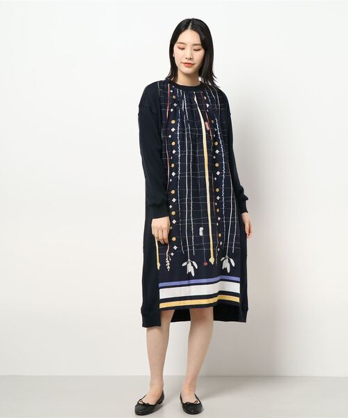 セール 植物の紬 プリント 裏毛aラインワンピース ワンピース Super Hakka スーパーハッカ のファッション通販 Zozotown