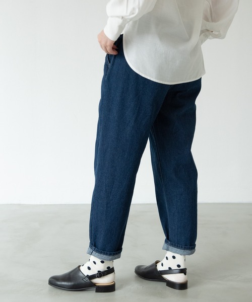 MERLOT（メルロー）の「ヘビーツイル＆デニムテーパードパンツ（デニムパンツ・レディース・ネイビー/ナチュラル・FREE）」の8枚目の写真