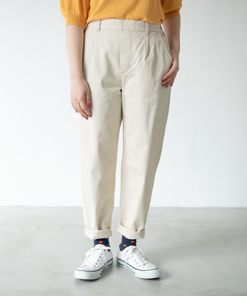 MERLOT（メルロー）の「ヘビーツイル＆デニムテーパードパンツ（デニムパンツ・レディース・ネイビー/ナチュラル・FREE）」の14枚目の写真