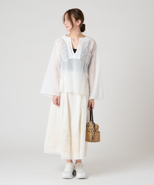 LAYMEE(レイミー)の「Embroy SK / エンブロイスカート(スカート・レディース・ホワイト/ネイビー/ピンク・FREE)」の5枚目の写真