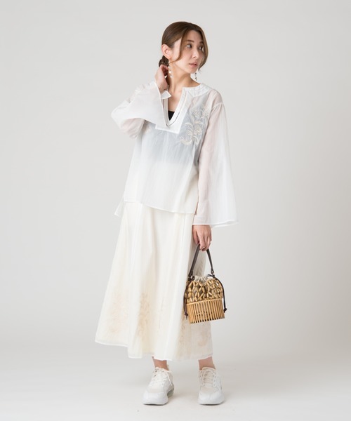 LAYMEE(レイミー)の「Embroy SK / エンブロイスカート(スカート・レディース・ホワイト/ネイビー/ピンク・FREE)」の9枚目の写真