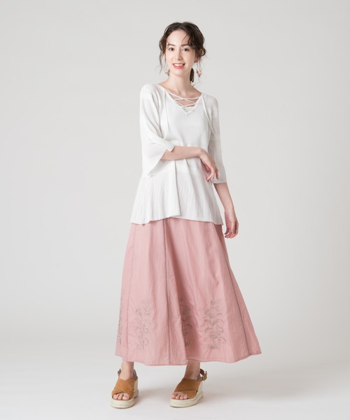 LAYMEE(レイミー)の「Embroy SK / エンブロイスカート(スカート・レディース・ホワイト/ネイビー/ピンク・FREE)」の10枚目の写真