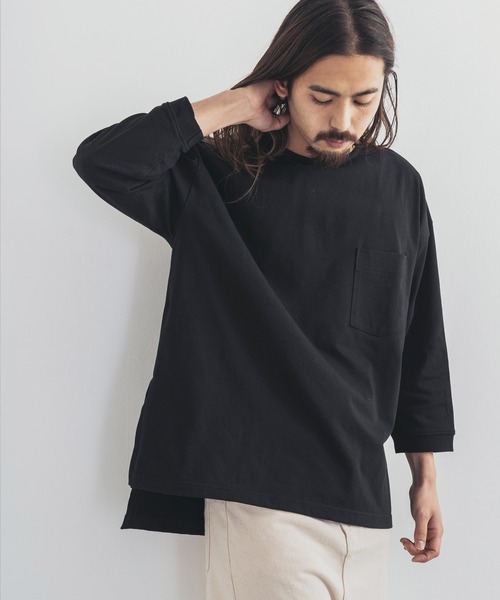 Audience(オーディエンス)の「日本製 MVS天竺 8オンス VORTEX サイドスリット ビッグシルエット7分袖 ボクシーTee(Tシャツ/カットソー・メンズ・オリーブ/オフホワイト/ブラック/キナリ・M/L)」の6枚目の写真