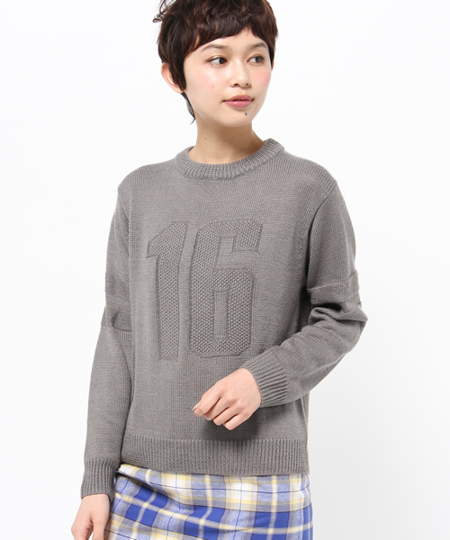 CIAOPANIC(チャオパニック)の「【Ciaopanic】ナンバリングPDニット(ニット/セーター・レディース・グリーン/グレー/ホワイト・FREE)」の2枚目の写真