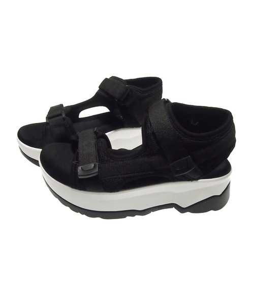 Realta（レアルタ）の「Realta(レアルタ) メッシュベルトのダブルベルトベルクロ厚底スポーツ サンダル（サンダル・レディース・ブラック/グレー・S/M/L/LL）」の5枚目の写真