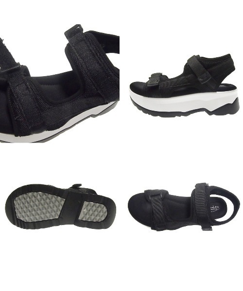 Realta（レアルタ）の「Realta(レアルタ) メッシュベルトのダブルベルトベルクロ厚底スポーツ サンダル（サンダル・レディース・ブラック/グレー・S/M/L/LL）」の21枚目の写真
