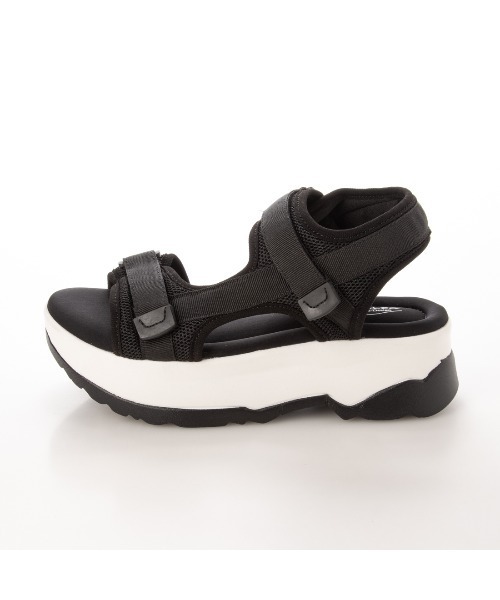 Realta（レアルタ）の「Realta(レアルタ) メッシュベルトのダブルベルトベルクロ厚底スポーツ サンダル（サンダル・レディース・ブラック/グレー・S/M/L/LL）」の9枚目の写真