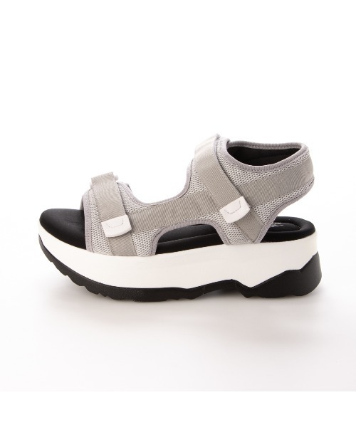 Realta（レアルタ）の「Realta(レアルタ) メッシュベルトのダブルベルトベルクロ厚底スポーツ サンダル（サンダル・レディース・ブラック/グレー・S/M/L/LL）」の10枚目の写真