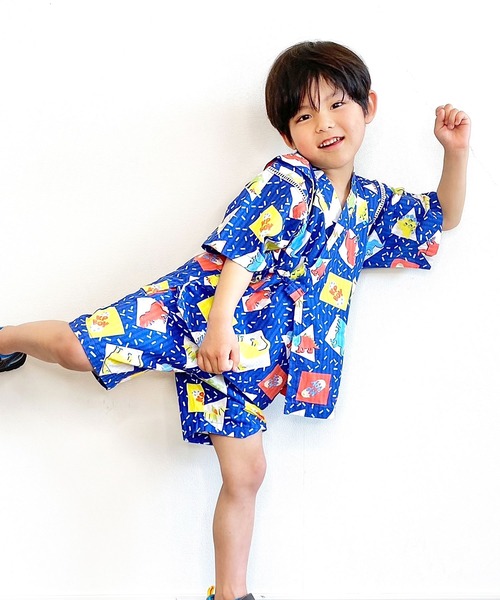 KP DECO（ケーピーデコ）の「サメ柄・恐竜柄　甚平(100-110cm)（浴衣・キッズ・ブルー系その他/ブルー・110cm/100cm）」の6枚目の写真