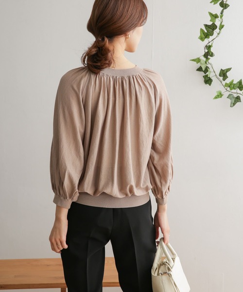 URBAN RESEARCH DOORS（アーバンリサーチドアーズ）の「ハイツイストコットンギャザーニット（ニット/セーター・レディース・ブラック/アイボリー/モカ・ONE）」の12枚目の写真