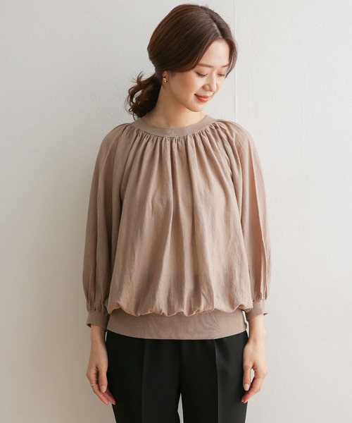 URBAN RESEARCH DOORS（アーバンリサーチドアーズ）の「ハイツイストコットンギャザーニット（ニット/セーター・レディース・ブラック/アイボリー/モカ・ONE）」の21枚目の写真