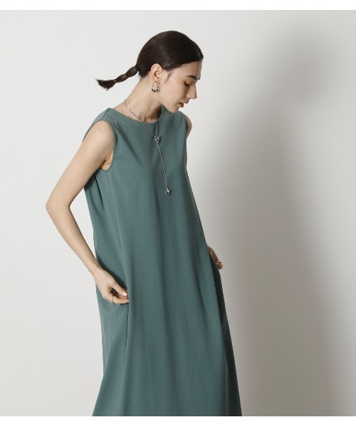 crie conforto（クリーコンフォルト）の「e.line タックカバーノースリーブワンピース（ワンピース・レディース・ブラック/ベージュ/グリーン・FREE）」の6枚目の写真