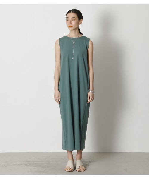 crie conforto（クリーコンフォルト）の「e.line タックカバーノースリーブワンピース（ワンピース・レディース・ブラック/ベージュ/グリーン・FREE）」の9枚目の写真