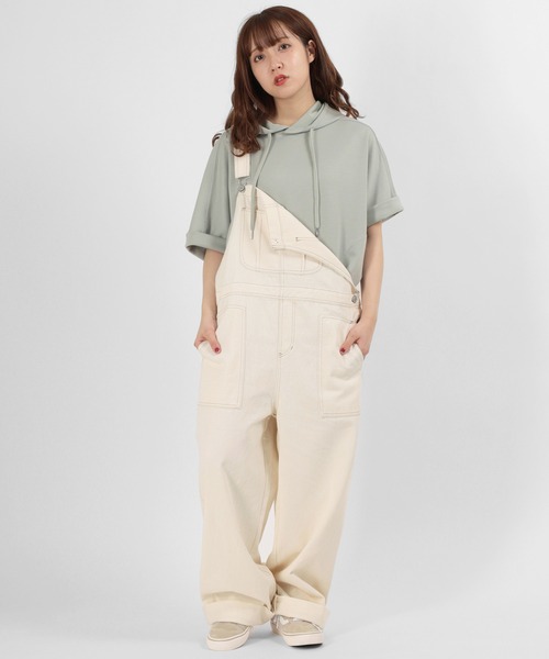 make a ray!（メイク ア レイ！）の「ワイドシルエット オーバーオール ヒッコリー ストライプ サロペット/オールインワン（サロペット/オーバーオール・レディース・オフホワイト/ブルー系その他・M/L）」の10枚目の写真