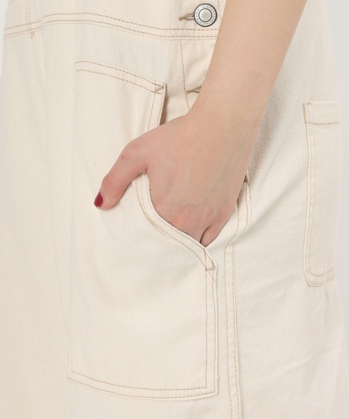 make a ray!（メイク ア レイ！）の「ワイドシルエット オーバーオール ヒッコリー ストライプ サロペット/オールインワン（サロペット/オーバーオール・レディース・オフホワイト/ブルー系その他・M/L）」の17枚目の写真