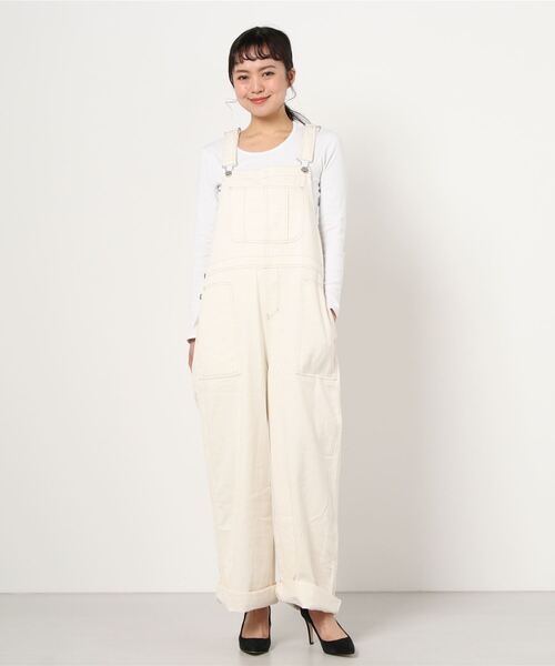 make a ray!（メイク ア レイ！）の「ワイドシルエット オーバーオール ヒッコリー ストライプ サロペット/オールインワン（サロペット/オーバーオール・レディース・オフホワイト/ブルー系その他・M/L）」の19枚目の写真