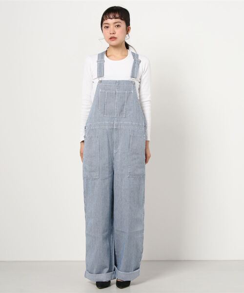 make a ray!（メイク ア レイ！）の「ワイドシルエット オーバーオール ヒッコリー ストライプ サロペット/オールインワン（サロペット/オーバーオール・レディース・オフホワイト/ブルー系その他・M/L）」の7枚目の写真