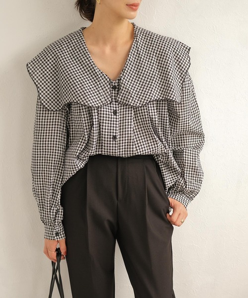 ANDJ(アンドジェイ)の「ビッグカラーブラウス(シャツ/ブラウス・レディース・ホワイト/その他・M)」の1枚目の写真