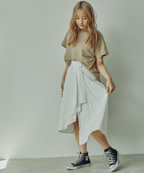 toucher du brise（トゥシェドブリーズ）の「アシメヘムフレアスカート（スカート・レディース・ブラック/ホワイト・M）」の3枚目の写真