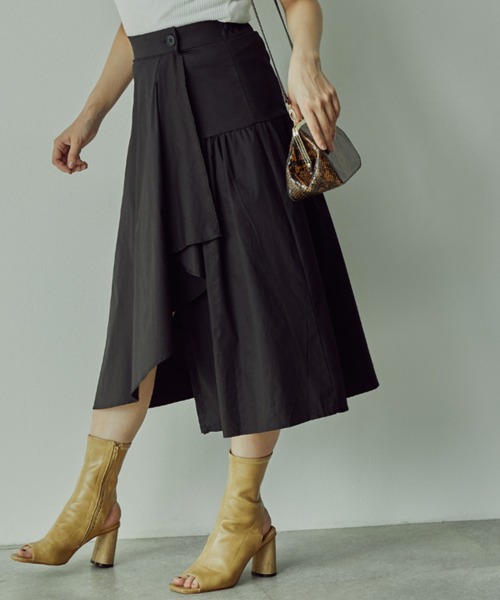 toucher du brise（トゥシェドブリーズ）の「アシメヘムフレアスカート（スカート・レディース・ブラック/ホワイト・M）」の10枚目の写真