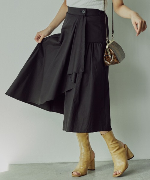 toucher du brise（トゥシェドブリーズ）の「アシメヘムフレアスカート（スカート・レディース・ブラック/ホワイト・M）」の15枚目の写真