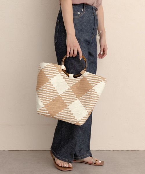 RODE SKO(ロデスコ)の「ANITA 柄かごバッグ(トートバッグ・レディース・ホワイト/ブラック・ONE)」の1枚目の写真