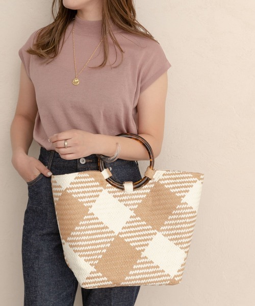 RODE SKO(ロデスコ)の「ANITA 柄かごバッグ(トートバッグ・レディース・ホワイト/ブラック・ONE)」の6枚目の写真