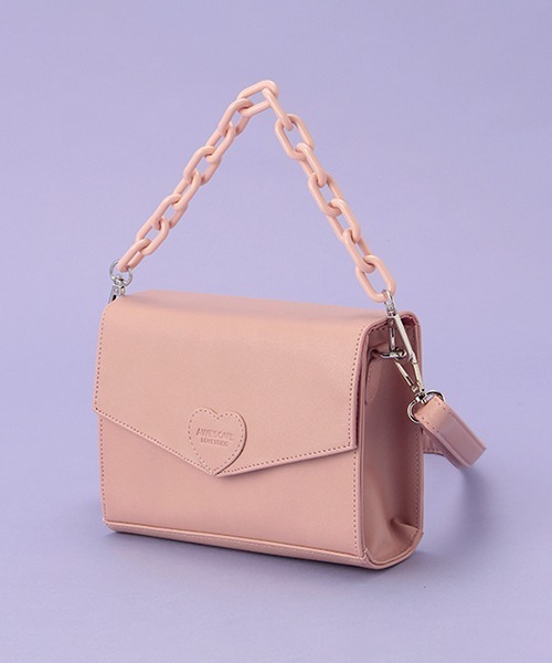 LOVETOXIC（ラブトキシック）の「合皮チェーンショルダーバッグ（ショルダーバッグ・キッズ・ベージュ/ピンク/ブラック・FREE）」の3枚目の写真