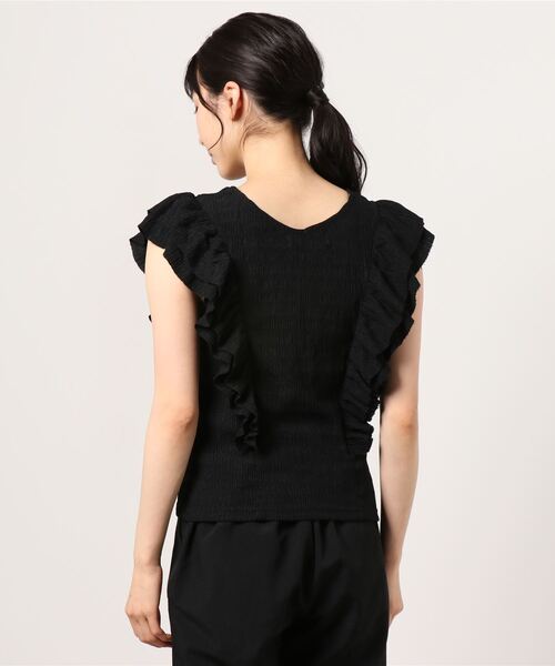 ARCANUM DESIGN（アルカナムデザイン）の「ARL V-NECKダブルフリルトップス（Tシャツ/カットソー・レディース・ホワイト/ブラック/グレー・FREE）」の9枚目の写真