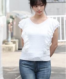 ARCANUM DESIGN（アルカナムデザイン）の「ARL V-NECKダブルフリルトップス（Tシャツ/カットソー）」