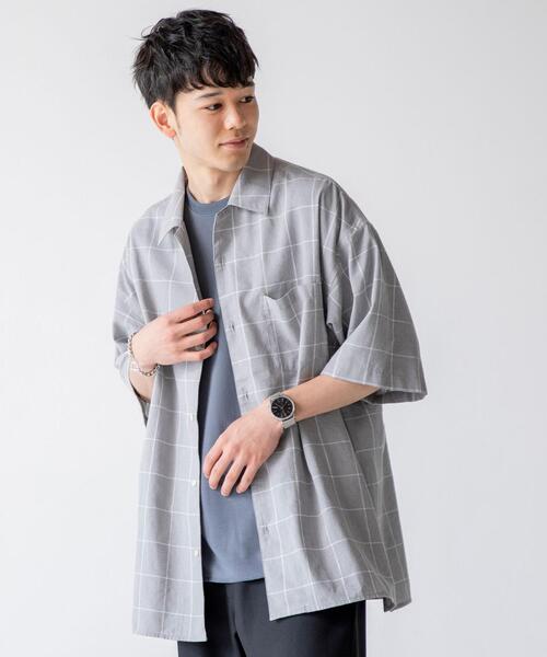 coen（コーエン）の「ヨクバリネン・チェックショートスリーブシャツ（シャツ/ブラウス・メンズ・ライトグレー/ベージュ・LARGE/MEDIUM/X-LARGE/SMALL）」の3枚目の写真