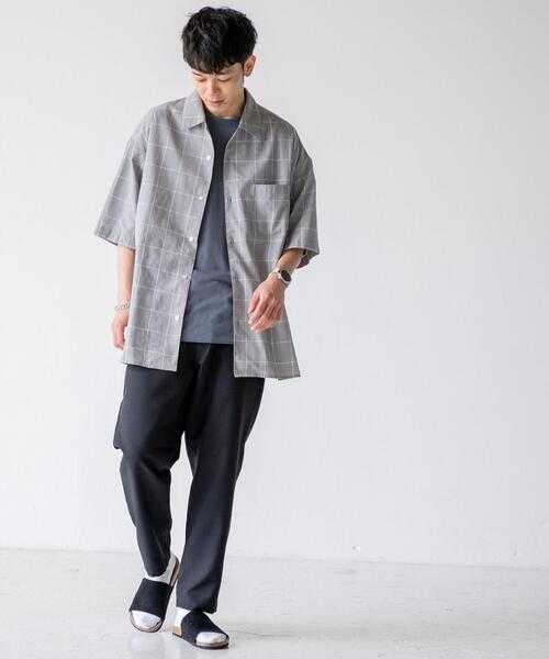 coen（コーエン）の「ヨクバリネン・チェックショートスリーブシャツ（シャツ/ブラウス・メンズ・ライトグレー/ベージュ・LARGE/MEDIUM/X-LARGE/SMALL）」の6枚目の写真