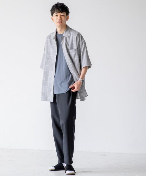 coen（コーエン）の「ヨクバリネン・チェックショートスリーブシャツ（シャツ/ブラウス・メンズ・ライトグレー/ベージュ・LARGE/MEDIUM/X-LARGE/SMALL）」の7枚目の写真