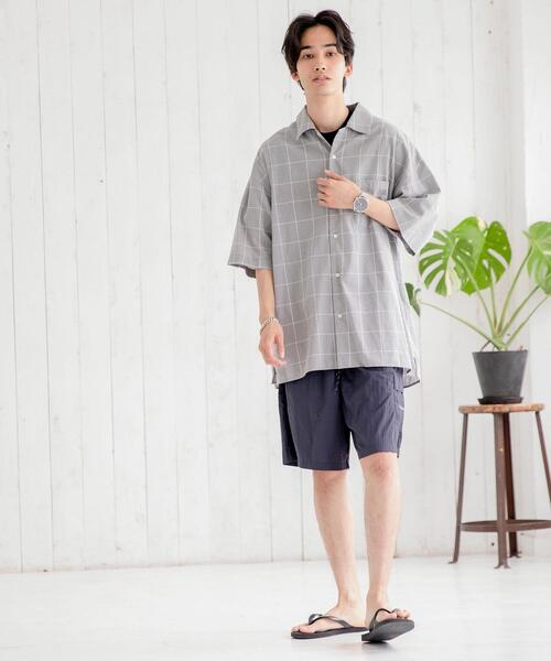 coen（コーエン）の「ヨクバリネン・チェックショートスリーブシャツ（シャツ/ブラウス・メンズ・ライトグレー/ベージュ・LARGE/MEDIUM/X-LARGE/SMALL）」の10枚目の写真