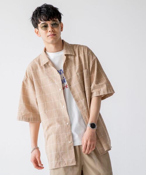 coen（コーエン）の「ヨクバリネン・チェックショートスリーブシャツ（シャツ/ブラウス・メンズ・ライトグレー/ベージュ・LARGE/MEDIUM/X-LARGE/SMALL）」の12枚目の写真