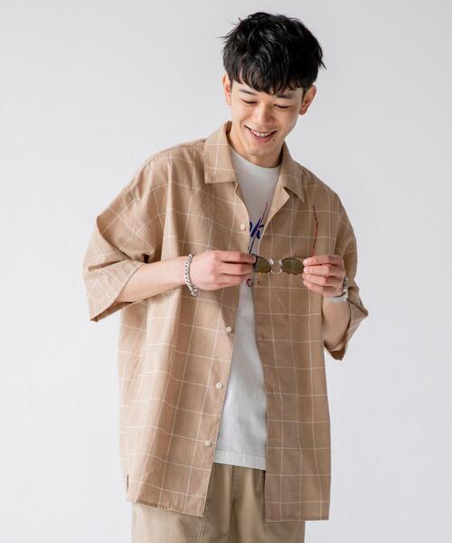 coen（コーエン）の「ヨクバリネン・チェックショートスリーブシャツ（シャツ/ブラウス・メンズ・ライトグレー/ベージュ・LARGE/MEDIUM/X-LARGE/SMALL）」の13枚目の写真